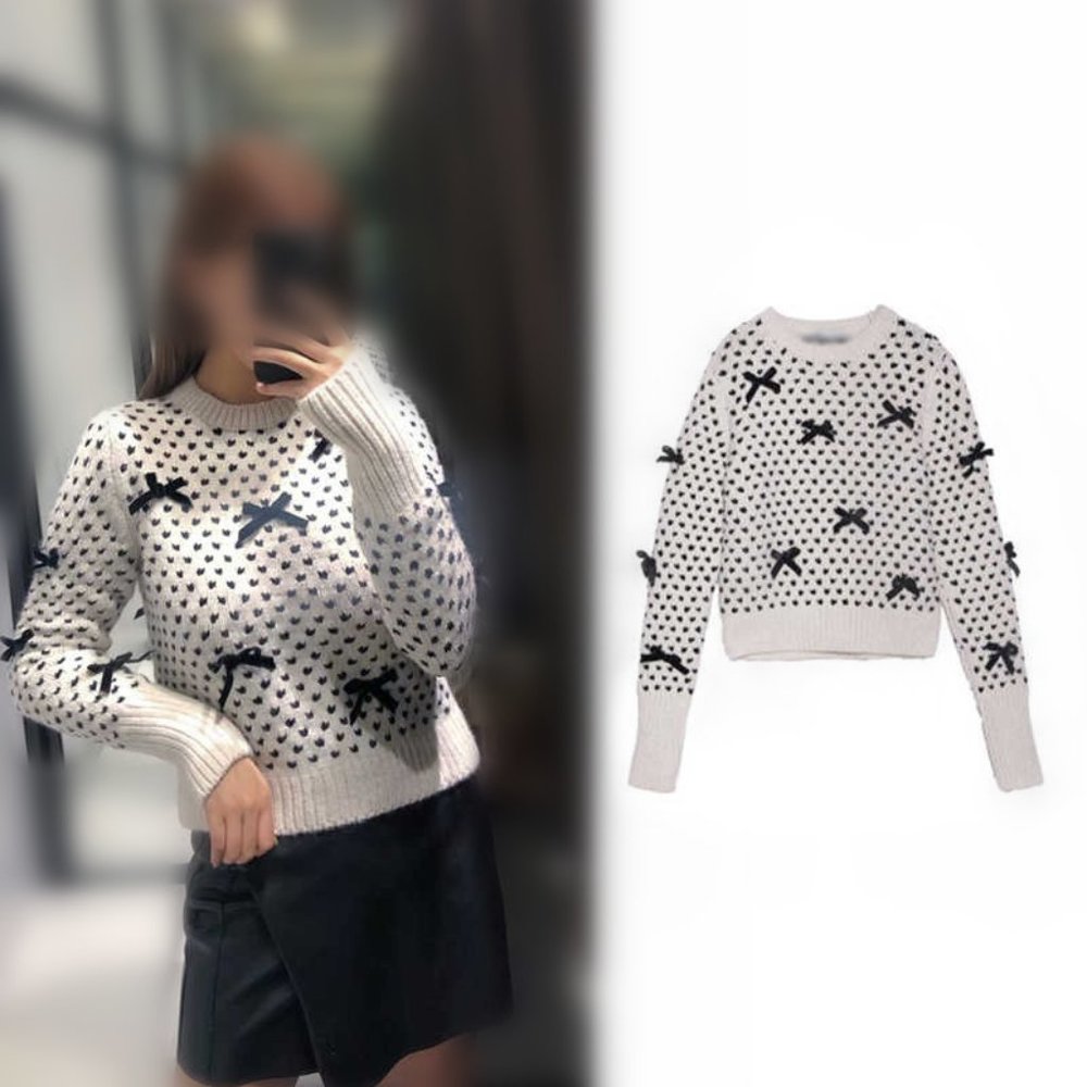 Zara Knit Sweater with Bow
